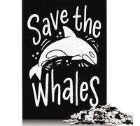 500Pieces Jigsaw Save The Whales Environme Square Puzzles for Adults & Wooden Puzzles Home Decoration Puzzle 500pcs (52x38cm)