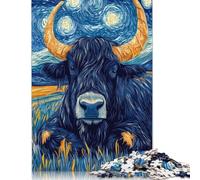 500Pieces Jigsaw Starry Night Bull Square Puzzles for Adults & Wooden Puzzles Home Decoration Puzzle 500pcs (52x38cm)