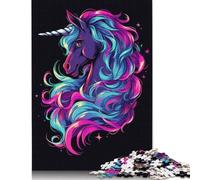 500Pieces Jigsaw Unicorn Animal Neon Friend Square Puzzles for Adults & Wooden Puzzles Home Decoration Puzzle 500pcs (52x38cm)