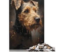 500Pieces Jigsaw Welsh Terrier Dog Precious Square Puzzles for Adults & Wooden Puzzles Home Decoration Puzzle 500pcs (52x38cm)