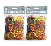 SOL 400pk Elastic Bands - Coloured Thick Rubber Loops in Various Sizes for Home & Office Use, Secure Binding for Bundling & Organising, Flexible Stationery Accessory