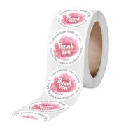 500Sheets 2.5 CM/1 Inch Round Thank You Business Stickers Pink Ink Painting Gift Wrap Labels Your Purchase Made My Day Decorative Self-Adhesive Stickers for Package Delivery