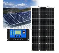 500W 18V Flexible Solar Panel Kit System Monocrystalline Photovoltaic Module 18V 10A Solar Controller, for Charging 12V 24V Batteries RVs, Caravans, Boats, Roofs(1x500W)