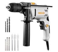 500W Corded Hammer Drill: DEKOPRO 0-3000RPM Electric Hammer Drill with 13mm Chuck, 360°Adjustable Handle, 11pcs Accessories,Variable Speed for Drilling in Wood, Soft Metals