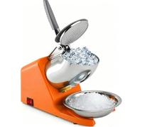 500W Electric Ice Crusher Machine 143LBS/Hr - Adjustable Snow Cone Maker with Double Blade, Ice Shaver for Slushie Frozen Drinks for Home Bar Café Commercial Use, Orange