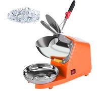 500W Electric Ice Crusher Shaver, Slushy Maker with Double-Blade Knife & Adjustable Thickness, Dual-Cover Protection Smoothie Small Home Breaker for Bars Cafes Snack Stands Orange