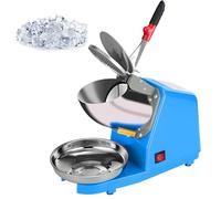 500W Electric Ice Crusher Shaver, Slushy Maker with Double-Blade Knife & Adjustable Thickness, Dual-Cover Protection Smoothie Small Home Breaker for Bars Cafes Snack Stands Blue