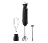 500W Immersion Hand Blender 3 in 1, 6-Speed Electric Stick Handheld Blender with Turbo Function, Include Stainless Steel Whisk, Milk Frother Attachments, Black