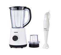 GEEPAS 500W Electric Jug Blender and 180W Hand Blender Combo, Smoothie Maker, Stainless Steel Blades, 2 Speed Pulse Function, 1.5L Jar Coffee Grinder Mill, Food Processor Hand Blender, Black & White