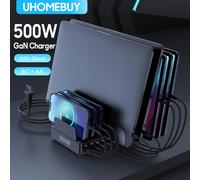 500W USB C Charger 10 Ports GaN Charging Station Stand PD 100W Fast Charge for MacBook Pro iPhone Samsung Laptops Tablets