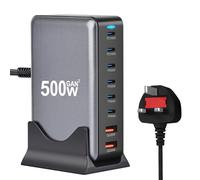 500W USB C Charger Hub,GaN III 8 Port USB-C Charging Station Hub with 6 USBC and 2 USB A Port,Support Max PD100W Compatible with MacBook Pro,Steam Deck,iPhone 16/15/14 iPad Series,Samsung