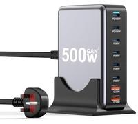 500W USB C Charger Station- 8 Port GaN III Safe USB Multi Charger, Portable Travel Fast Charger Block with PD 140W Laptop Charger/30W QC, Compatible with MacBook Pro/Air, i-Phone 16/15, i-Pads