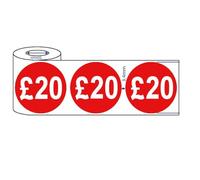 500x 45mm £11-£20 Red Self Adhesive Round Price Stickers (£20)