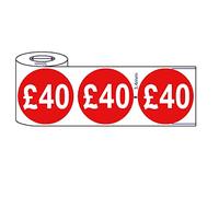500x 45mm £21-£75 Red Self Adhesive Round Price Stickers (£40)