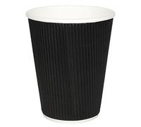 500X Fiesta Takeaway Coffee Cups Ripple Wall Kraft Black 12oz / Commercial Restaurant Cafe Coffee Shop Retail
