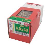 500x Fischer chipboard screws 6.0x40 PZ2 wood screws galvanized partial thread