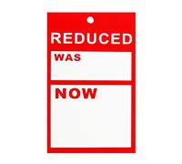 500X Large 'Reduced was/Now' Garment Clothes Pricing Tags Hanger Label Sale Cards Free P&P