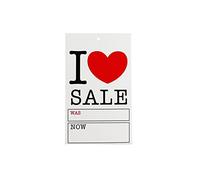 500X Medium Heart 'I Love Sale was/Now' Pricing Tags Hanger Label Cards Free P&P