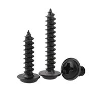 500x No.8 x 1/2" 4.2 x 13mm Pozi Black Flanged Self Tapping Screws Black Flange Self Tappers Ideal for Metal Wood and Brick Self Tapping Screws Wood High Strength Durable