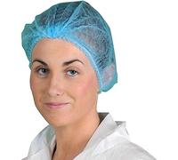 500x Omnitex Premium Blue Mob Caps - Non Woven Hygiene Hair Nets Covers, Disposable Clip Caps with Double Elastic (5x Pack of 100)