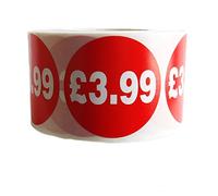 500x Red £3.99 Adhesive Stickers Sticky Price Labels for Retail