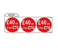 500x RED £40 or 2 for £70 Price SELF Adhesive Stickers Sticky Labels Swing Labels for Retail