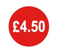 500x Red Price Stickers 45mm £1.50-£10.50 Self Adhesive, Peel Off, No Residue (£4.50)