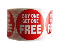 500x RED Sign Buy ONE GET ONE Free SELF Adhesive Stickers Sticky Labels Swing Labels for Retail Price Display