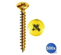500X Self-Tapping Screws For Chipboard Panelvit&Reg; Mustad Brass Tsc Pcs