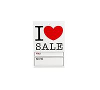 500X Small Heart 'I Love Sale was/Now' Pricing Tags Hanger Label Cards Free P&P