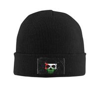 501 Beanie Hat Palestine Flag Skeleton Palestine Flag Skull Black Knit Hat Casual Winter Hat Soft Knit Cap for Winter Jogging Fishing