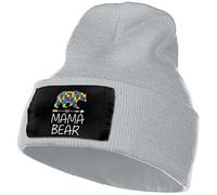 501 Men Women Chemo Hat Funny Mother Bear Autism Awareness Sleep Cap Soft Knit Winter Hats Comfortable Beanie Hat for Sports Outdoor Running