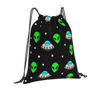 501 Men Women Drawstring Bag Alien Ufo Green Light Backpack Waterproof Storage Backpack Fashion Drawstring Backpack For Birthday Gift Picnic Camping