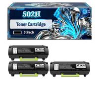 502H Toner Cartridge Compatible for Lexmark MS310d MS310dn MS410d MS410dn MS510dn MS610de MS610dn MS610dte Printers, With Chip Large Capacity 5000 Pages (3 Pack Black)