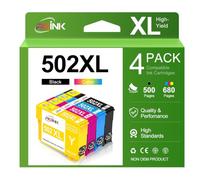 502XL Ink Cartridges Multipack Compatible for Epson 502 XL High Yield for Expression Home XP-5100 XP-5105 XP-5150 XP-5155, Workforce WF-2860 WF-2865 WF-2880 WF-2885 4-Pack (packaging may vary)