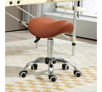 HOMCOM Pu Leather Saddle Stool W/ Moulded Padded Seat Adjustable Height Brown, Brown