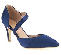 503 Women's Lace Satin Mid Heel Pointed Toe Strappy Slip-On Court Shoes Evening Wedding Special Occasion (Navy Satin, uk_footwear_size_system, adult, women, numeric, medium, numeric_5)