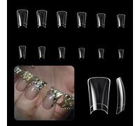 504 Pcs Clear Nails Tips Half Covers False Press on Duck Curved Manicures Supplies