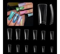 504 Pcs Clear Nails Tips Half Covers False Press on Duck Curved Manicures Supplies