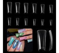 504 Pcs Press On Nails Tips Duck Clear Half Covers False Curved Manicures Supply