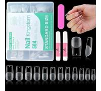 504-Pcs Upgraded Soft Gel Square Gel Nail Tips - Press-on Nails, Pre-Shaped, Clear, Full Cover Acrylic, French, False, for Nail Extension