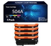 504A Toner Cartridge Replacement for HP 504A CE250A CE251A CE253A CE252A for HP Color LaserJet CP3525 CP3525N CP3525DN CP3525X CM3530 CM3530TS Printer,4 Color-4 Pack