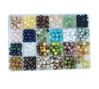 504pcs 8mm Natural Round Stone Beads Gemstone Beading Hole Size 1mm Crystal Energy Stone Healing for Bracelet Necklace Earrings Jewelry Making(24 Colors-1,8mm)