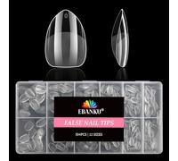 504PCS Extra Short Almond Nail Tips, EBANKU Pre-shape Half Matte Clear Press on Nails Acrylic Full Cover False Nail Extension Clear Gelly Fake Nails for Women Girls Manicure Salon DIY, 12 Sizes