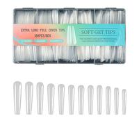 504Pcs Long Full Covers Tips Soft Gels Tips Acrylic Nails Clear Nails Press On False For Women Extra Long Soft Gel Nail