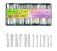 504Pcs Soft Gels Nails Tips Extra Long Full Covers False for Extensions Artificial Clear Press on Clear Acrylic Supplies Full