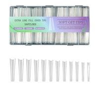 504Pcs Soft Gels Nails Tips Extra Long Full Covers False Nails Tips For Extensions Artificial Clear Press On Clear Full Cover Nail Supplies