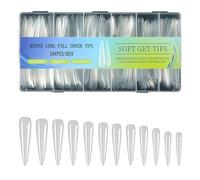 504Pcs Soft Gels Nails Tips Extra Long Full Covers False Nails Tips For Extensions Artificial Clear Press On Clear Acrylic Nail Supplies Full