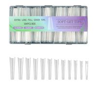 504Pcs Soft Gels Tips Extra Long Full Covers Tips Clear Nails Tips Press On Nails False Nails