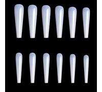 504PCS XXL Long Coffin Press on Nail Clear and Natural Full Cover False Nail Tips XXL Straight Nails Tips with Designs